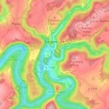 Ziegenrück topographic map, elevation, terrain