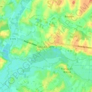 Sens-sur-Seille topographic map, elevation, terrain