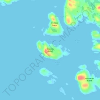 Sentinel Island topographic map, elevation, terrain