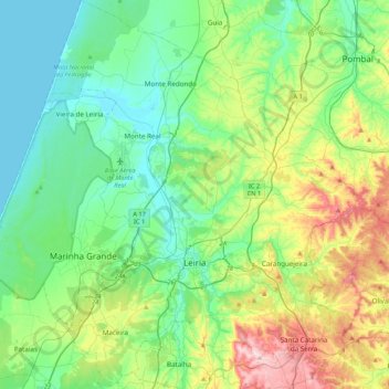 Leiria topographic map, elevation, terrain