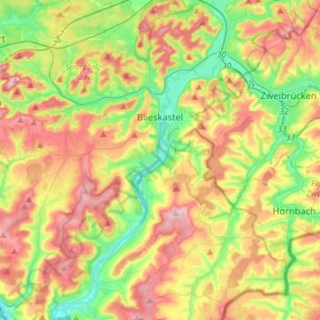 Blieskastel topographic map, elevation, terrain