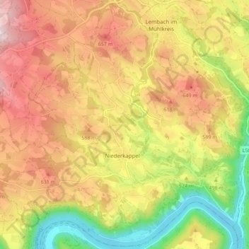 Niederkappel topographic map, elevation, terrain