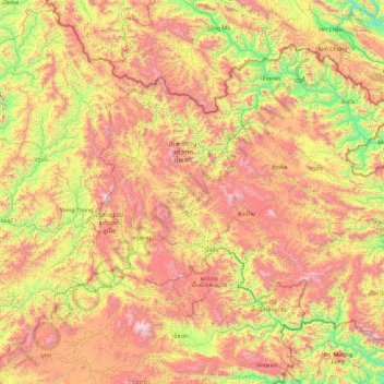 Houaphanh topographic map, elevation, terrain