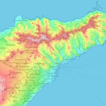 Santa Cruz de Ténérife topographic map, elevation, terrain