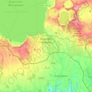 Anguillara Sabazia topographic map, elevation, terrain