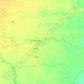 Domariyaganj topographic map, elevation, terrain