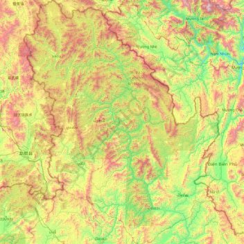 Phongsaly topographic map, elevation, terrain