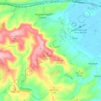 Iford topographic map, elevation, terrain