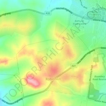 Robin Hill topographic map, elevation, terrain