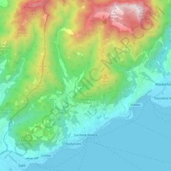 Gardone Riviera topographic map, elevation, terrain