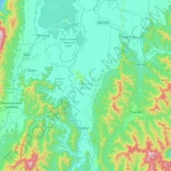Kakching topographic map, elevation, terrain