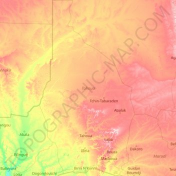 Tahoua topographic map, elevation, terrain