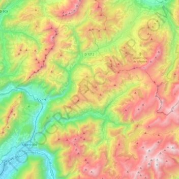 Ugine topographic map, elevation, terrain