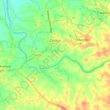 Chittur-Thathamangalam topographic map, elevation, terrain