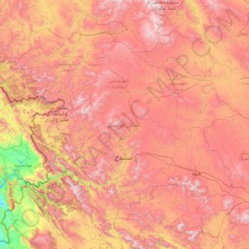 Kordestan topographic map, elevation, terrain