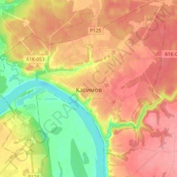 Kasimov topographic map, elevation, terrain