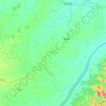 Palari Tahsil topographic map, elevation, terrain