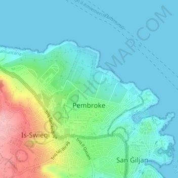Pembroke topographic map, elevation, terrain