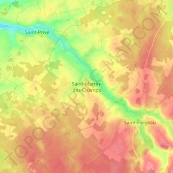 Saint-Martin-des-Champs topographic map, elevation, terrain