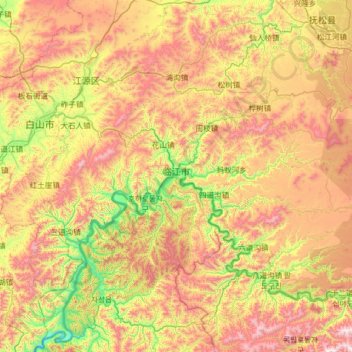 Linjiang topographic map, elevation, terrain