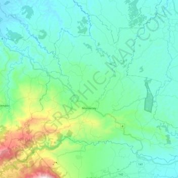 Monterrey topographic map, elevation, terrain