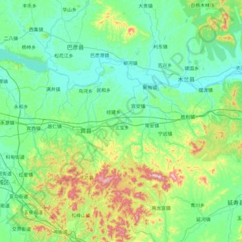 Bin County topographic map, elevation, terrain