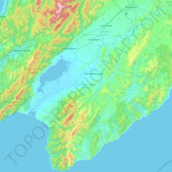 South Wairarapa District topographic map, elevation, terrain