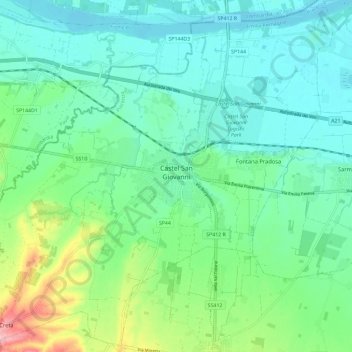 Castel San Giovanni topographic map, elevation, terrain