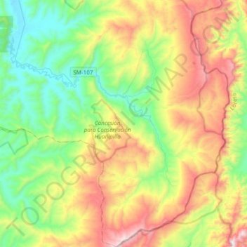 Shamboyacu topographic map, elevation, terrain
