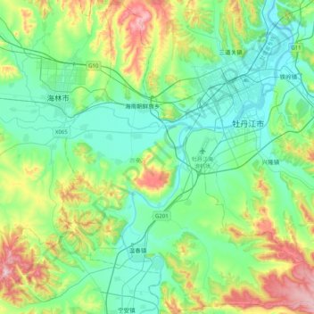 Xi'an District topographic map, elevation, terrain