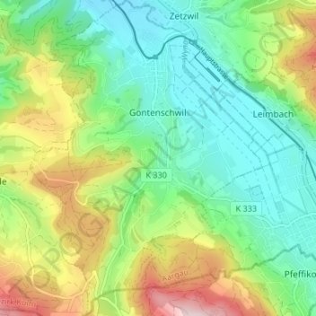 Gontenschwil topographic map, elevation, terrain
