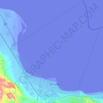 Sumqayit topographic map, elevation, terrain