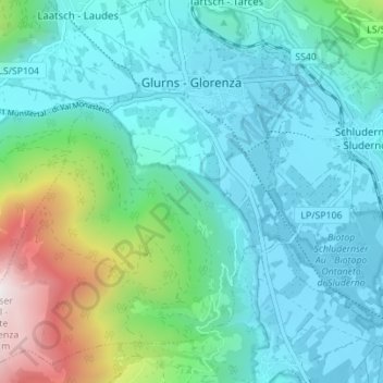 Glurns - Glorenza topographic map, elevation, terrain