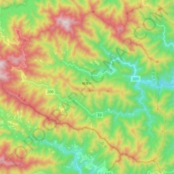 檜原村 topographic map, elevation, terrain