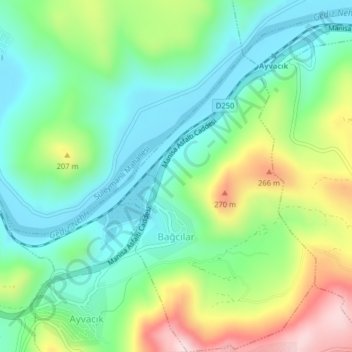 Bağcılar Mahallesi topographic map, elevation, terrain