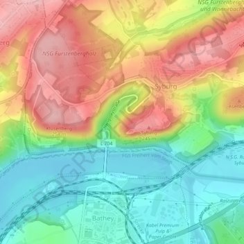 NSG Hohensyburg - Klusenberg topographic map, elevation, terrain