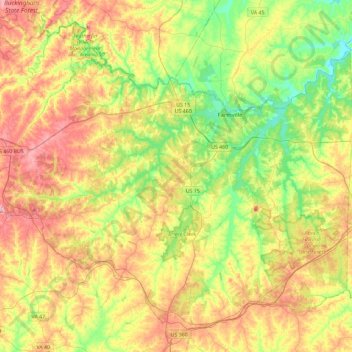 Prince Edward County topographic map, elevation, terrain