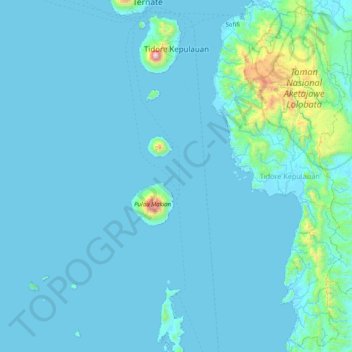 Tidore Kepulauan topographic map, elevation, terrain
