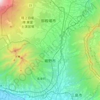 Susono topographic map, elevation, terrain