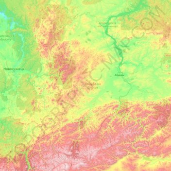 Republik Chakassien topographic map, elevation, terrain