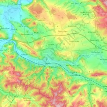 Eisenach topographic map, elevation, terrain