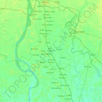 Balrampur topographic map, elevation, terrain