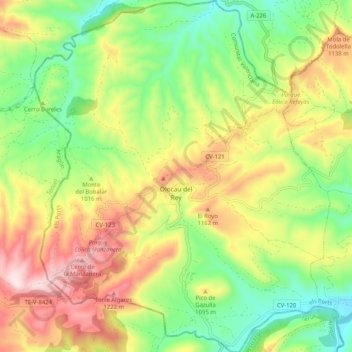 Olocau del Rey topographic map, elevation, terrain