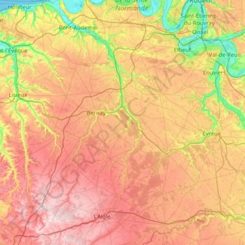 La Risle topographic map, elevation, terrain