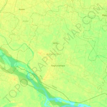 Raghunathpur topographic map, elevation, terrain