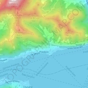 Predore topographic map, elevation, terrain