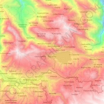 Pacucha topographic map, elevation, terrain