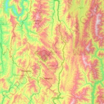 Champhai topographic map, elevation, terrain