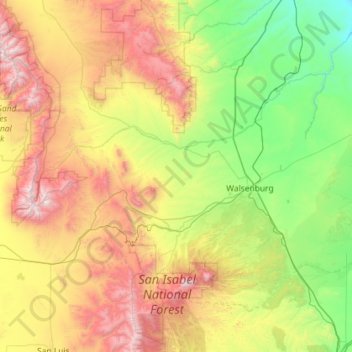 Huerfano County topographic map, elevation, terrain