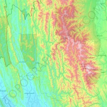 Mindat District topographic map, elevation, terrain